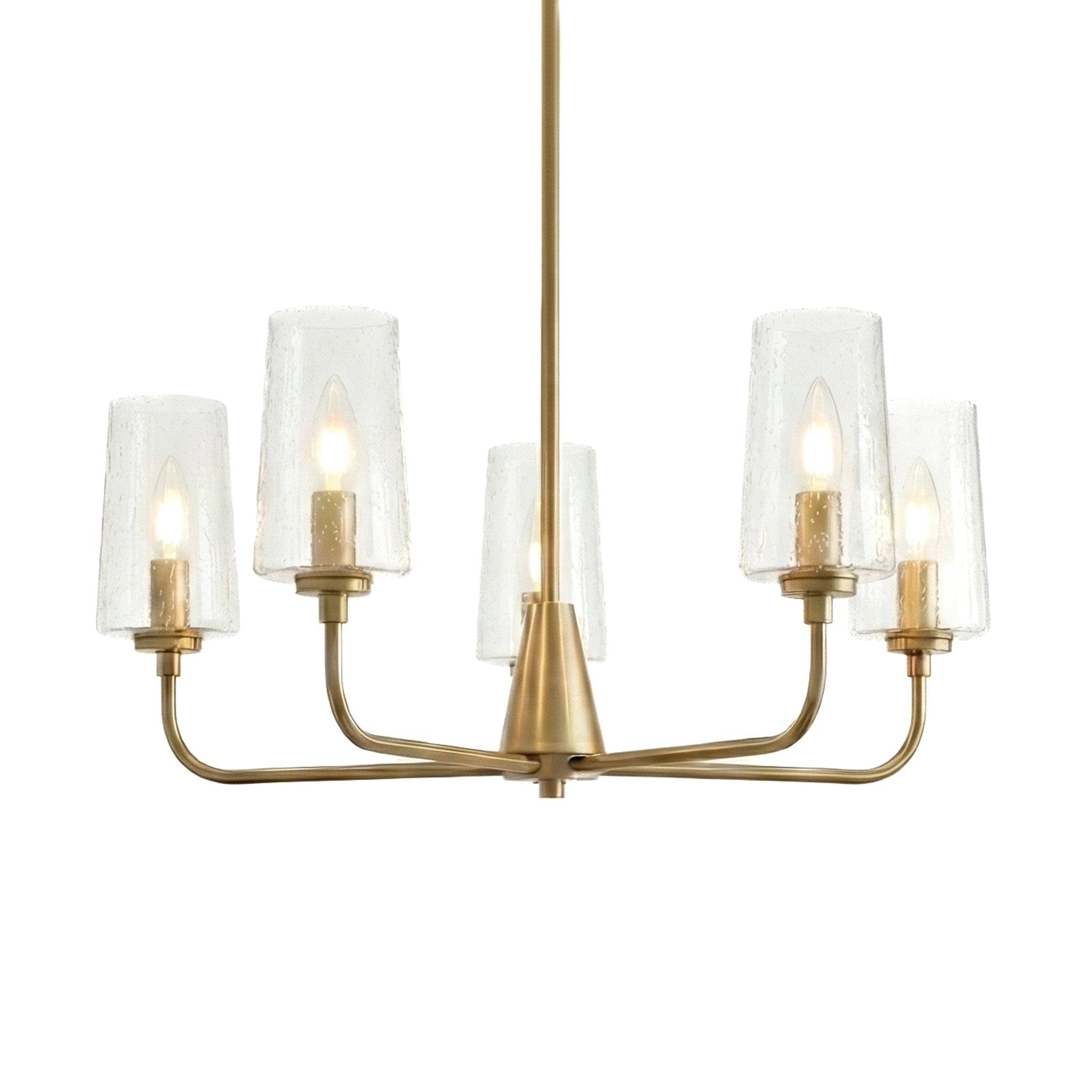 Dazzle Five Lights Chandelier With Clear Seeded Glass -Satin Brass