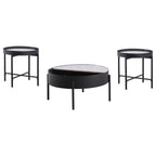 Ozella Round Coffee Table with Hidden Storage Sandy Black
