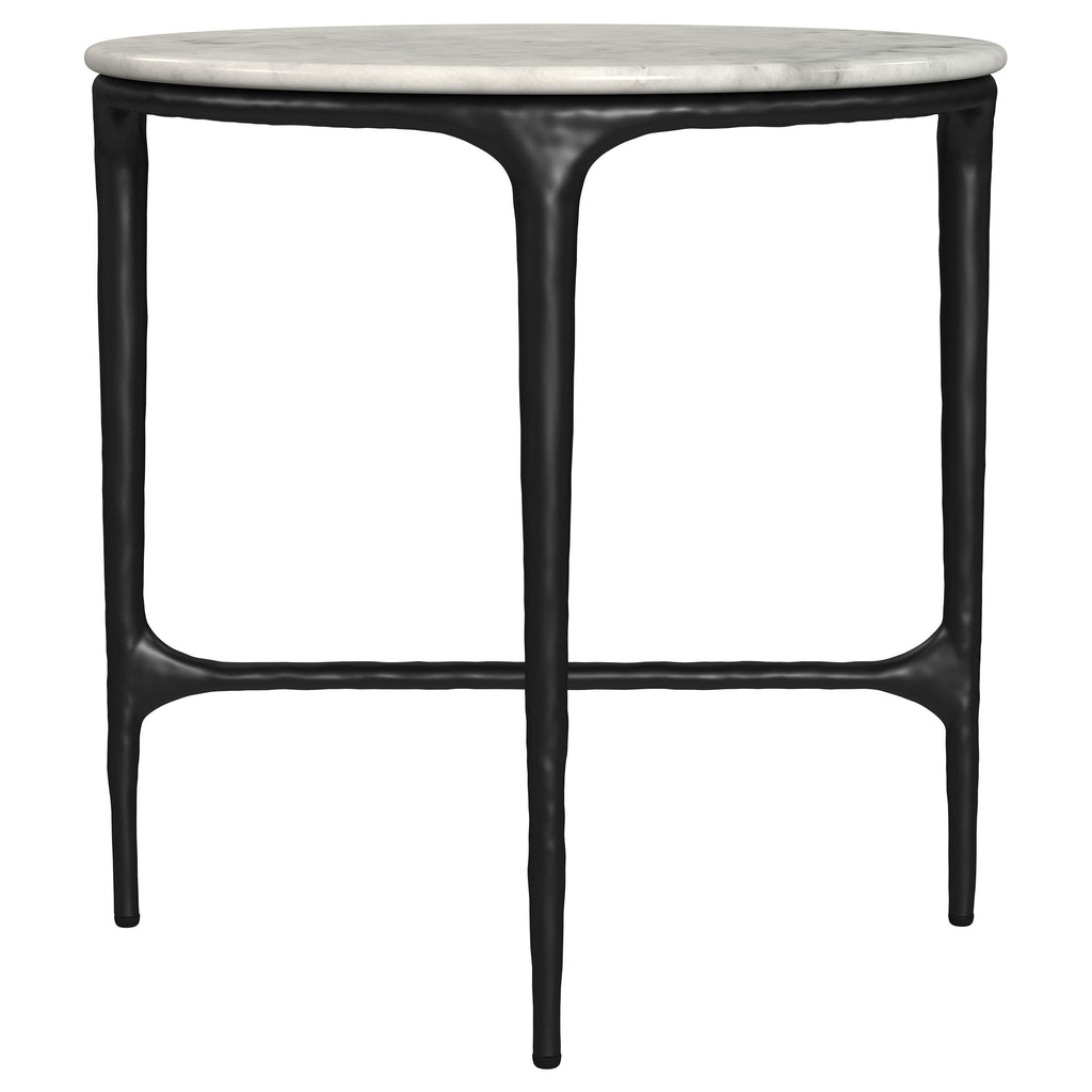 Hermas Round Genuine Marble Top Metal Coffee Table White