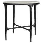 Hermas Round Genuine Marble Top Metal Coffee Table White
