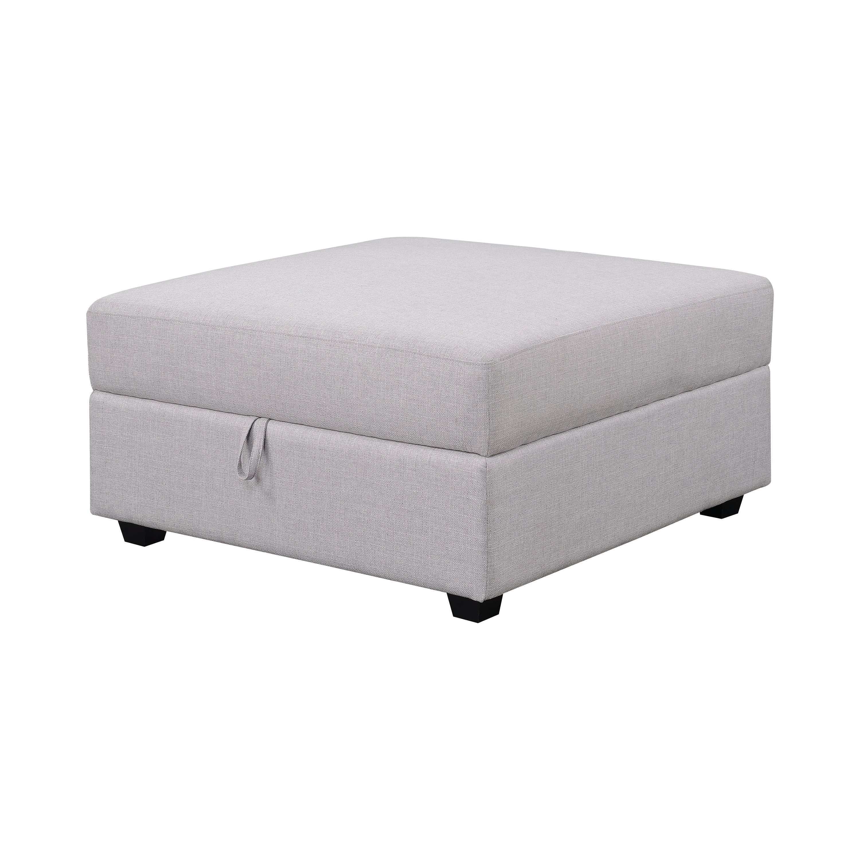 Cambria Square Upholstered Storage Ottoman Grey