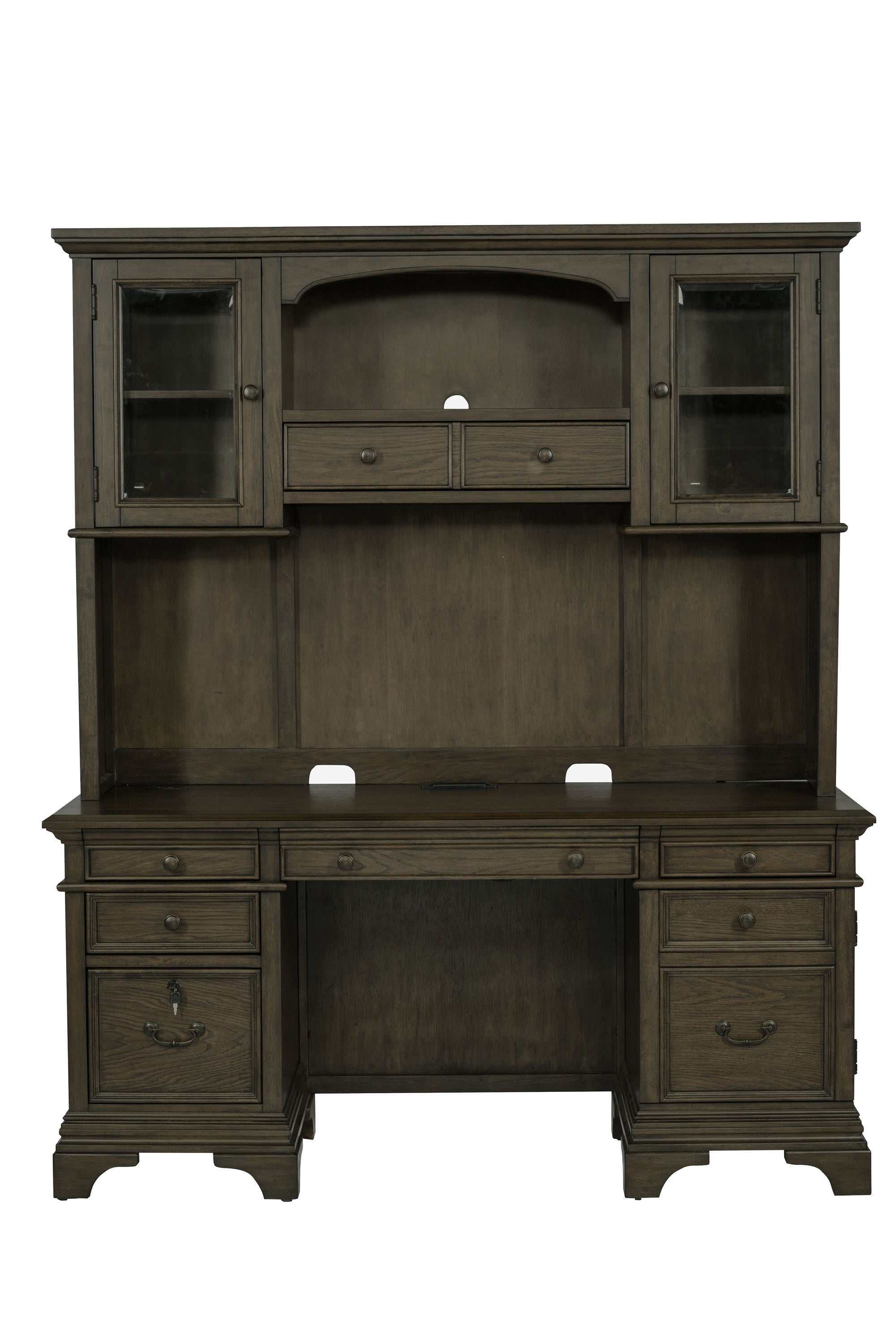 Hartshill 66-inch 5-drawer Credenza with Hutch Burnished Oak