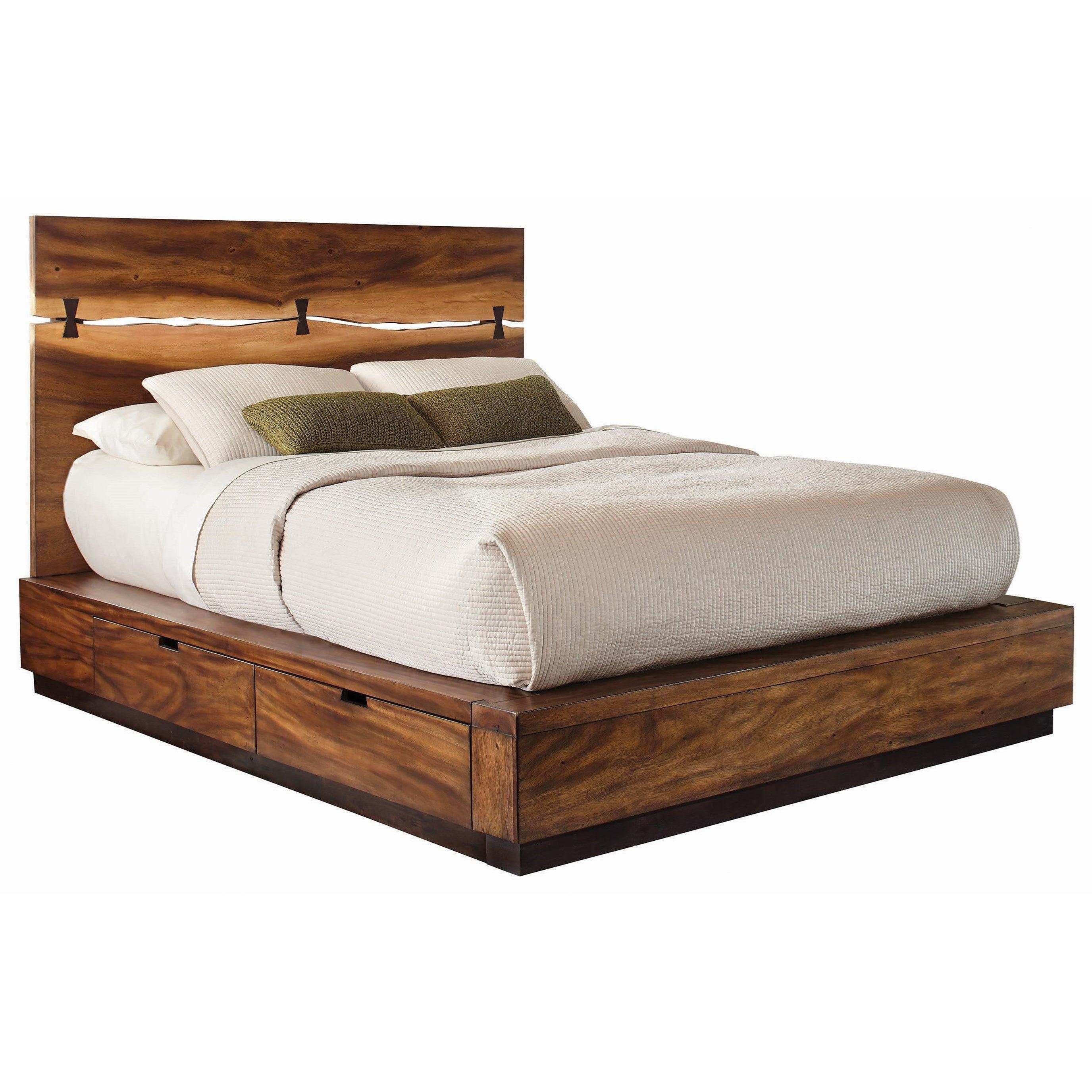 Winslow Wood Eastern King Storage Panel Bed Smokey Walnut