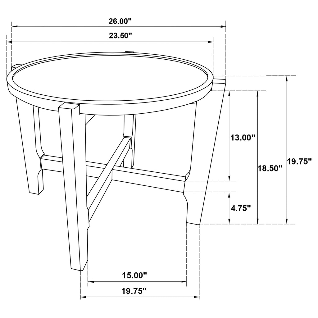 Cota Round Solid Wood Coffee Table Dark Brown