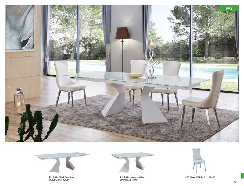 ESF Furniture - Modern 5 Piece  Extandable Dining Room Set - 992DININGTABLE-5SET