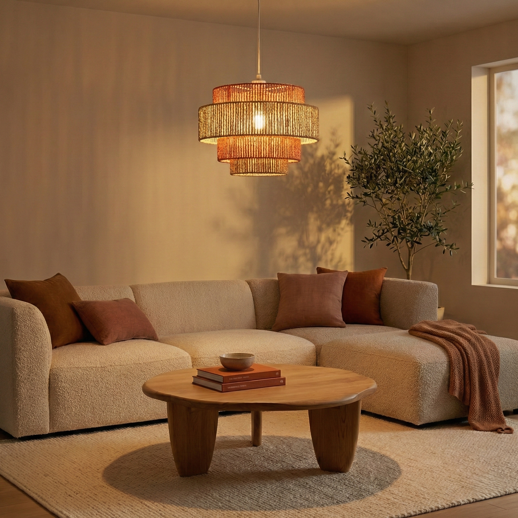 Dorset Pendant Lamp - White and Natural/Terracotta