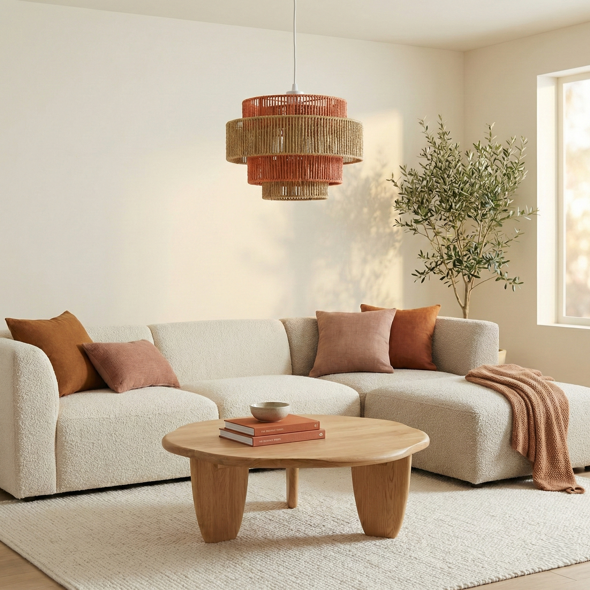 Dorset Pendant Lamp - White and Natural/Terracotta