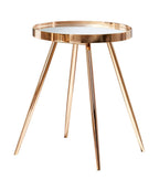 Kaelyn Round Mirror Top End Side Table Gold