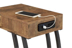 Troy 1-drawer C-Shaped Side Table Power Outlet Rustic Nutmeg