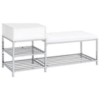 Siega 1-Drawer Shoe Storage Entryway Bench White High Gloss and Chrome