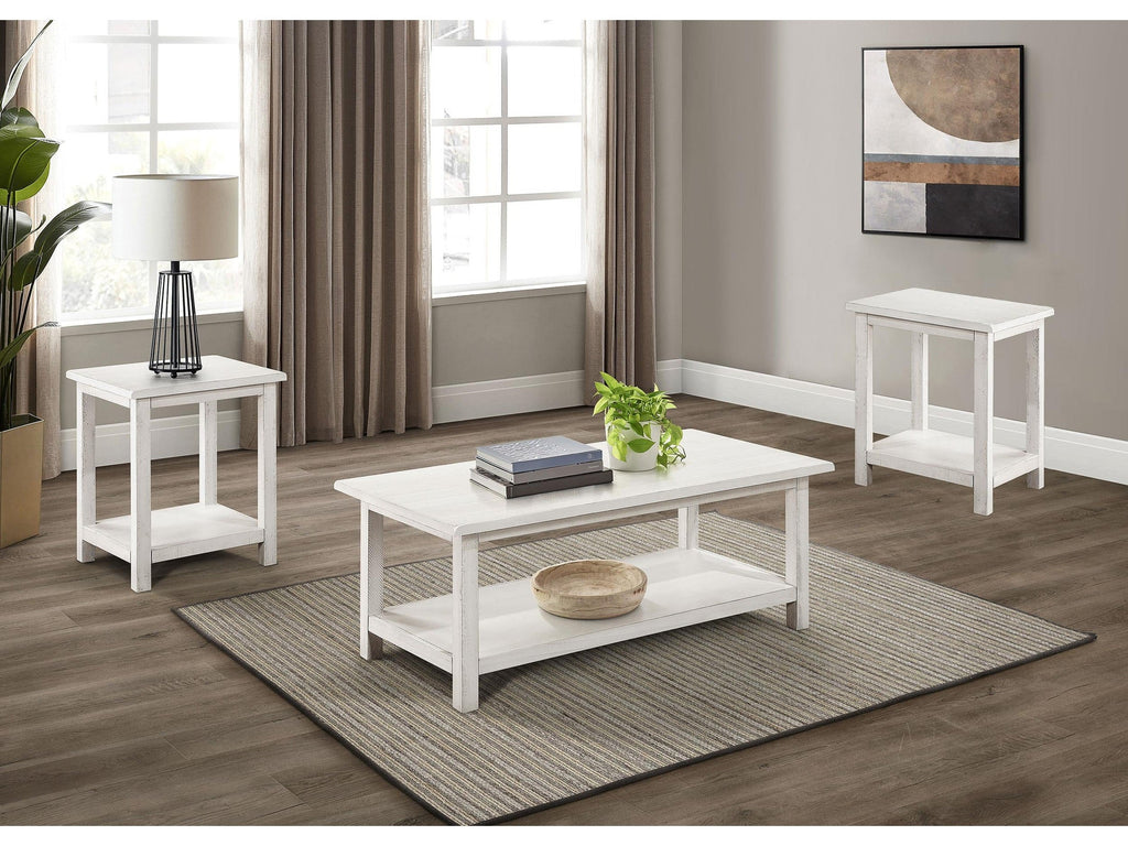 Payne Wood Coffee Table with Shelf Distressed Brown
