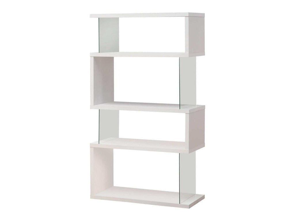 Emelle 63-inch 4-shelf Glass Panel Bookshelf White