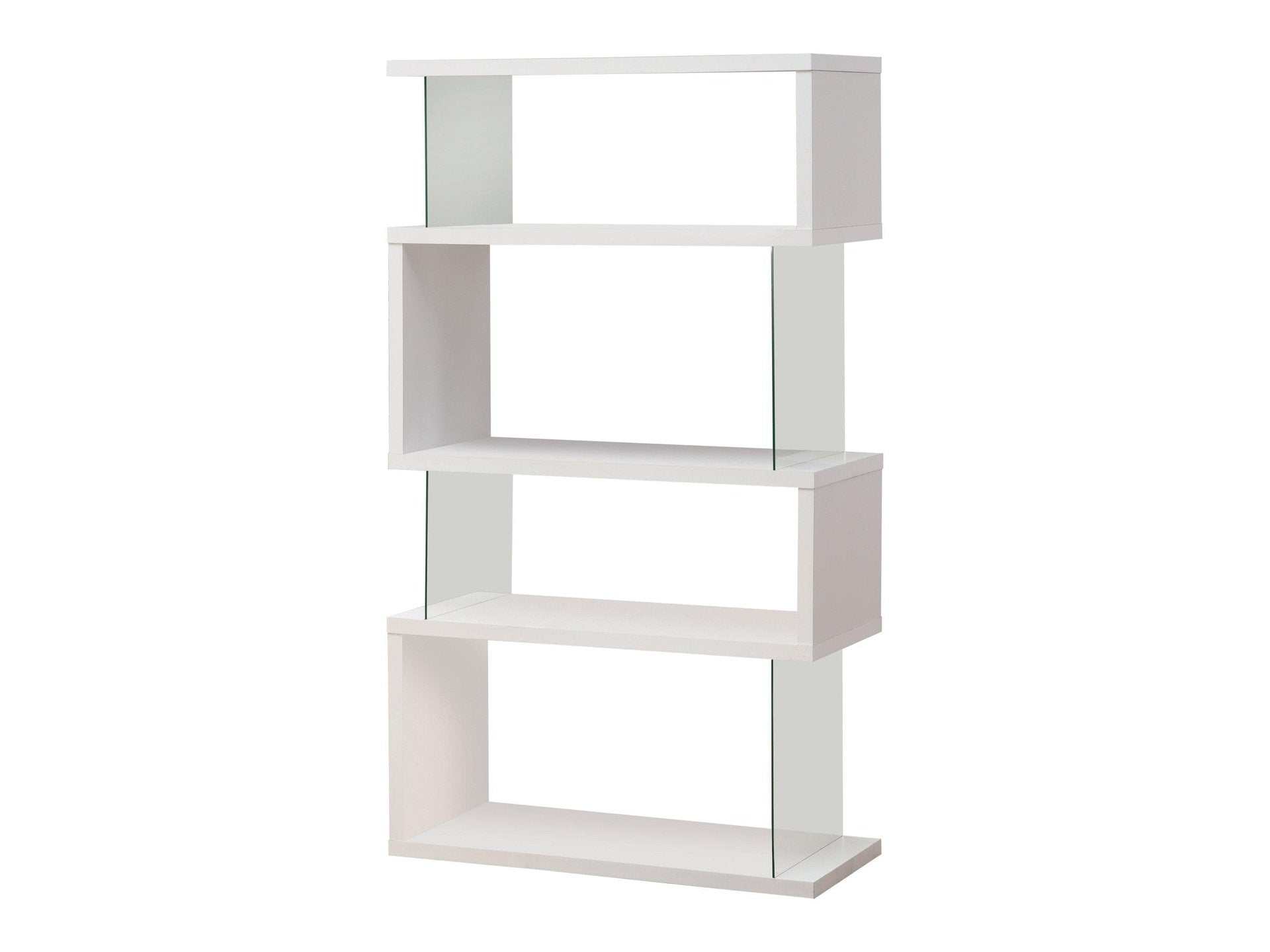 Emelle 63-inch 4-shelf Glass Panel Bookshelf White