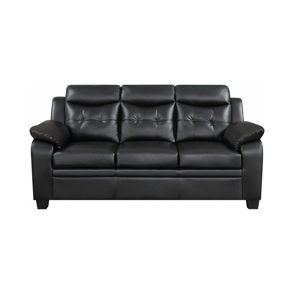 Finley 2-piece Upholstered Padded Arm Tufted Sofa Set Black