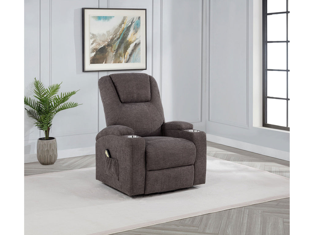 Louie Chenille Upholstered Power Lift Massage Chair Grey