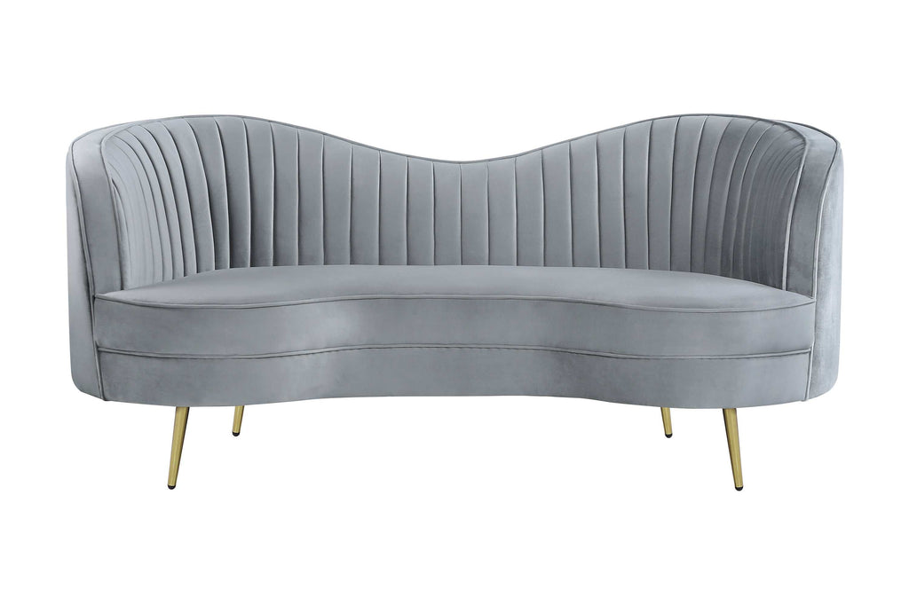 Sophia 2-piece Upholstered Channel Tufted Sofa Set Grey