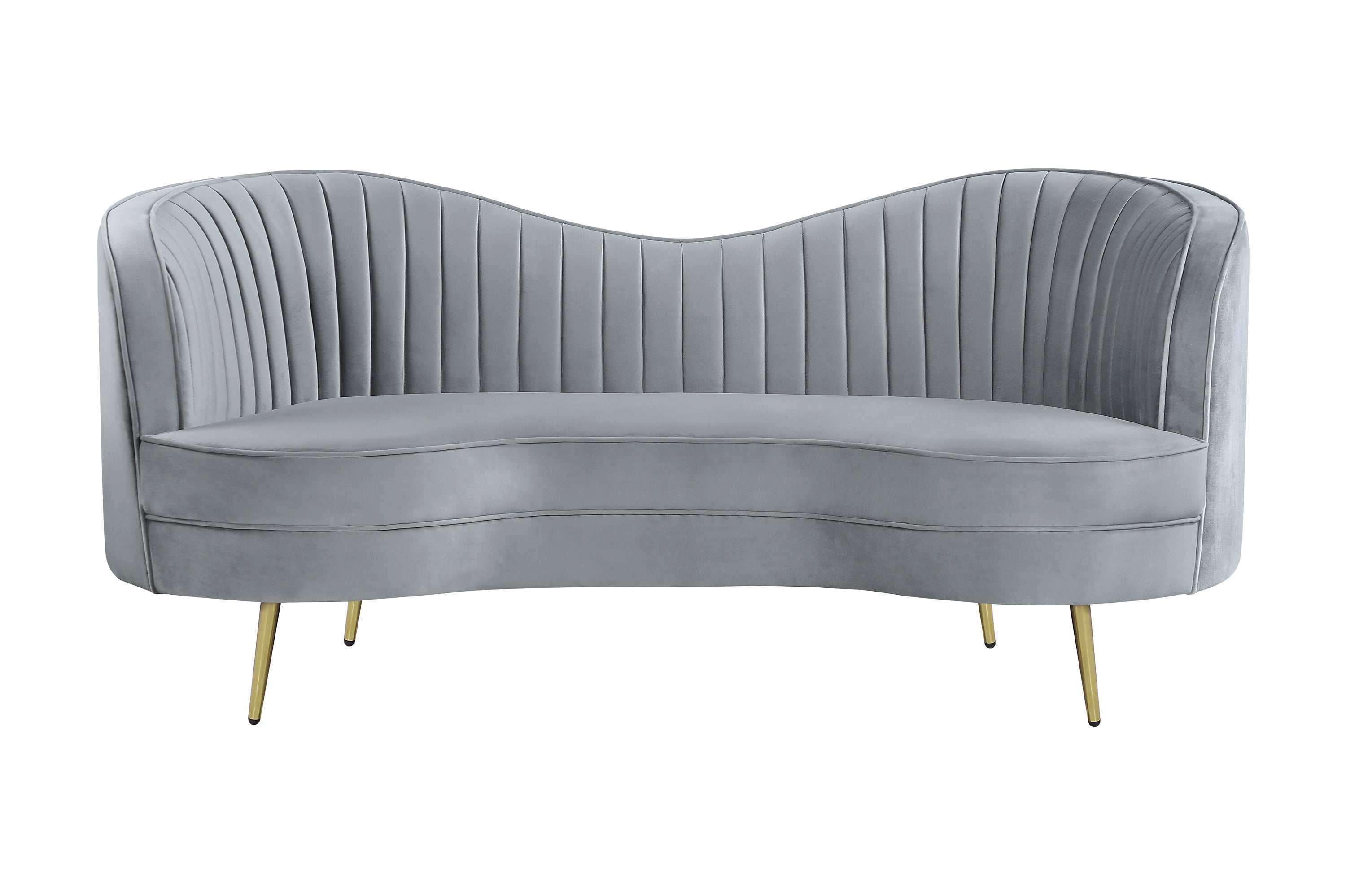 Sophia 2-piece Upholstered Channel Tufted Sofa Set Grey