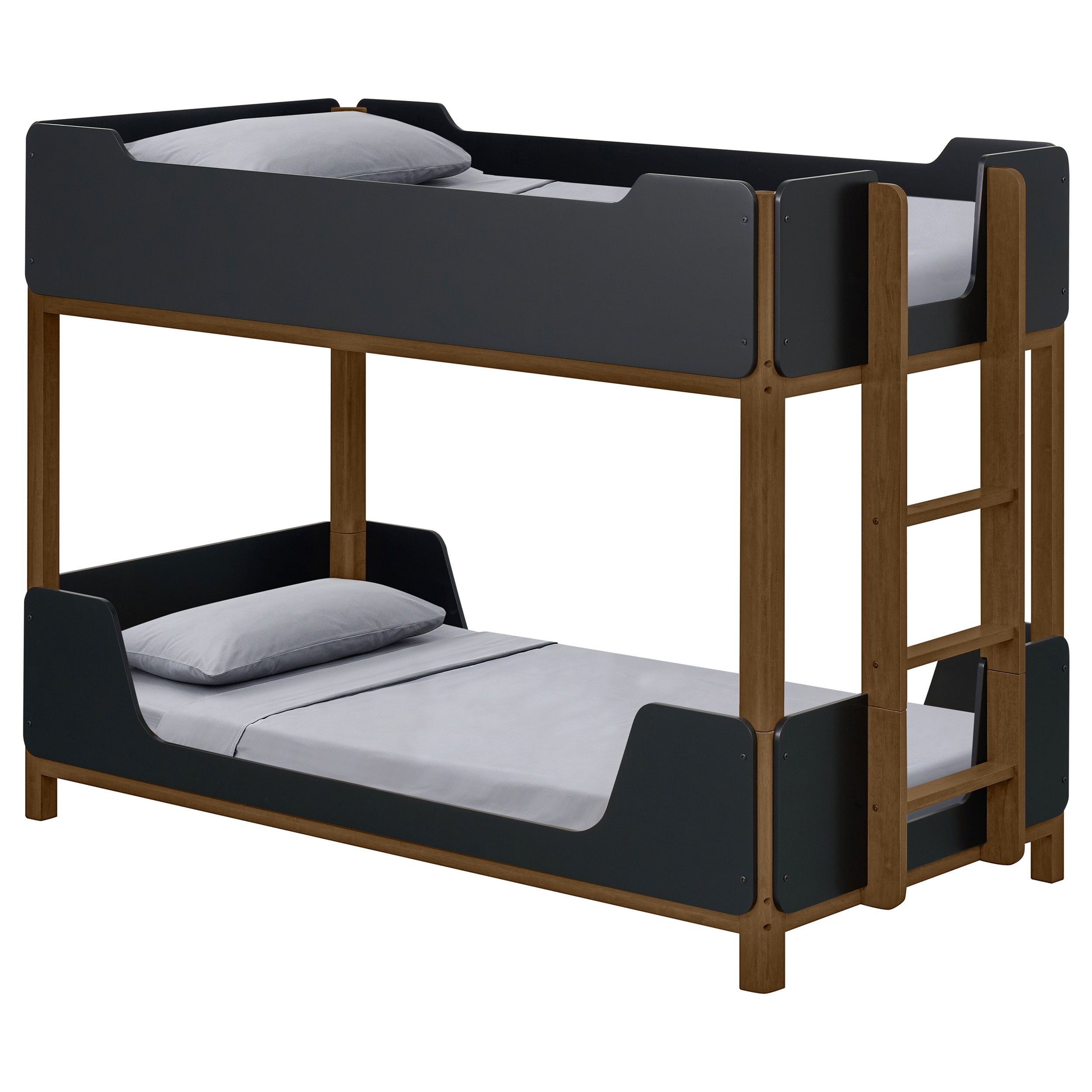 Alevera Metal Twin Over Twin Bunk Bed with Ladder White