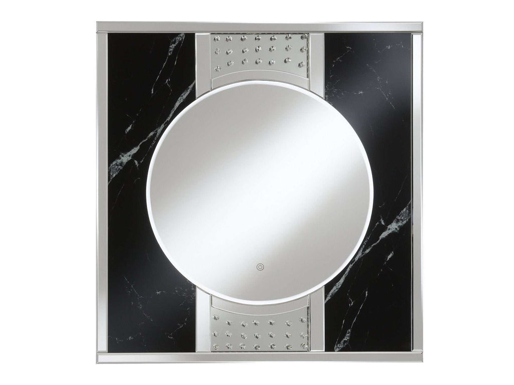 Carter 34 x 36 Inch Square LED Light Wall Mirror Black