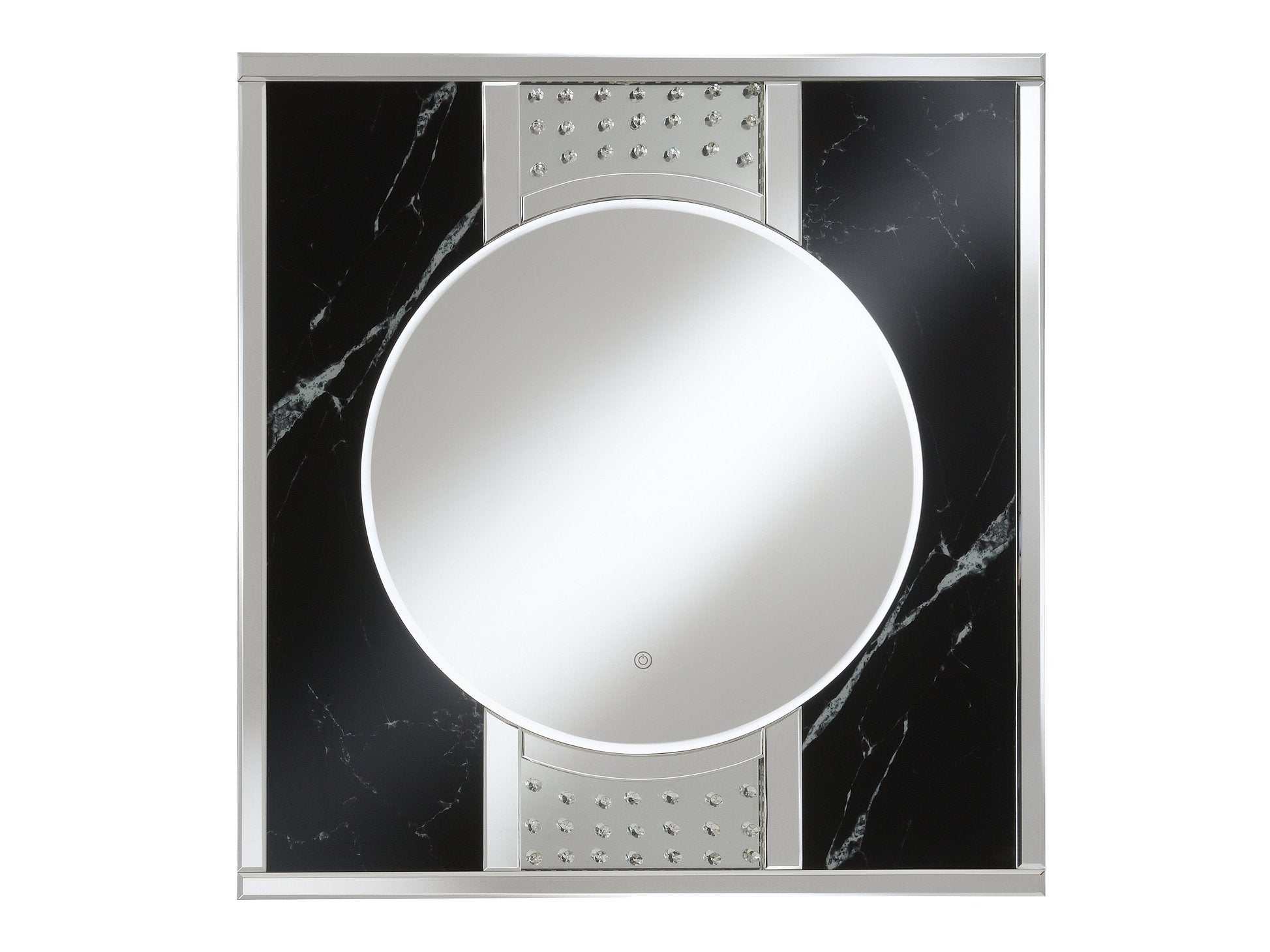 Carter 34 x 36 Inch Square LED Light Wall Mirror Black