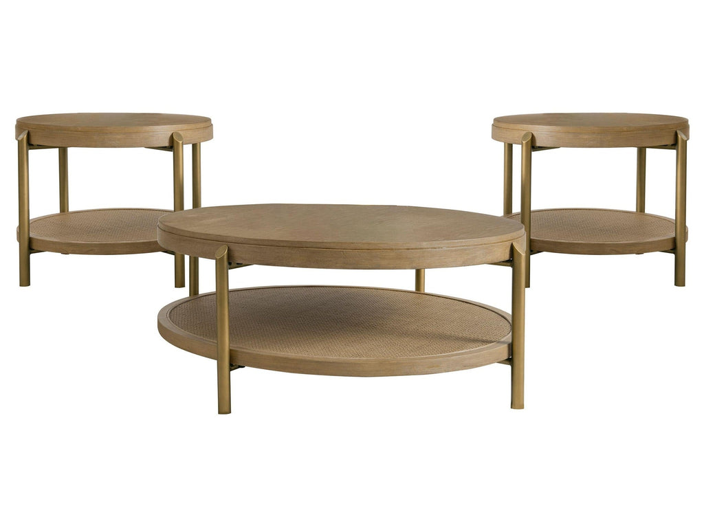Arini Round Coffee Table With Storage Shelf Sand Wash