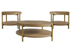 Arini Round Coffee Table With Storage Shelf Sand Wash