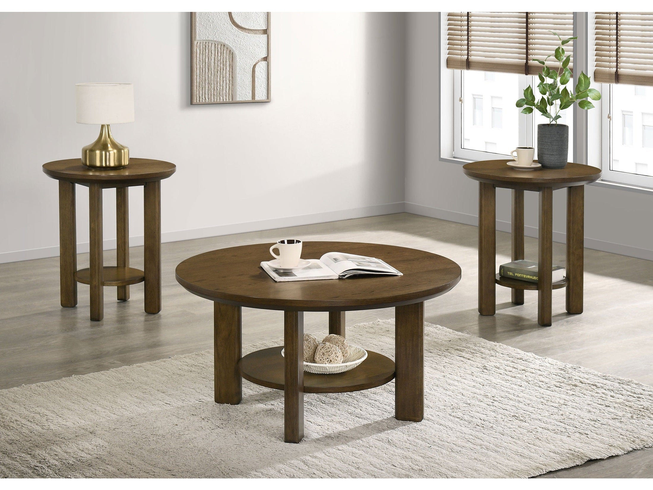 Ottowa 35-inch Round Wood Cocktail Coffee Table Brown