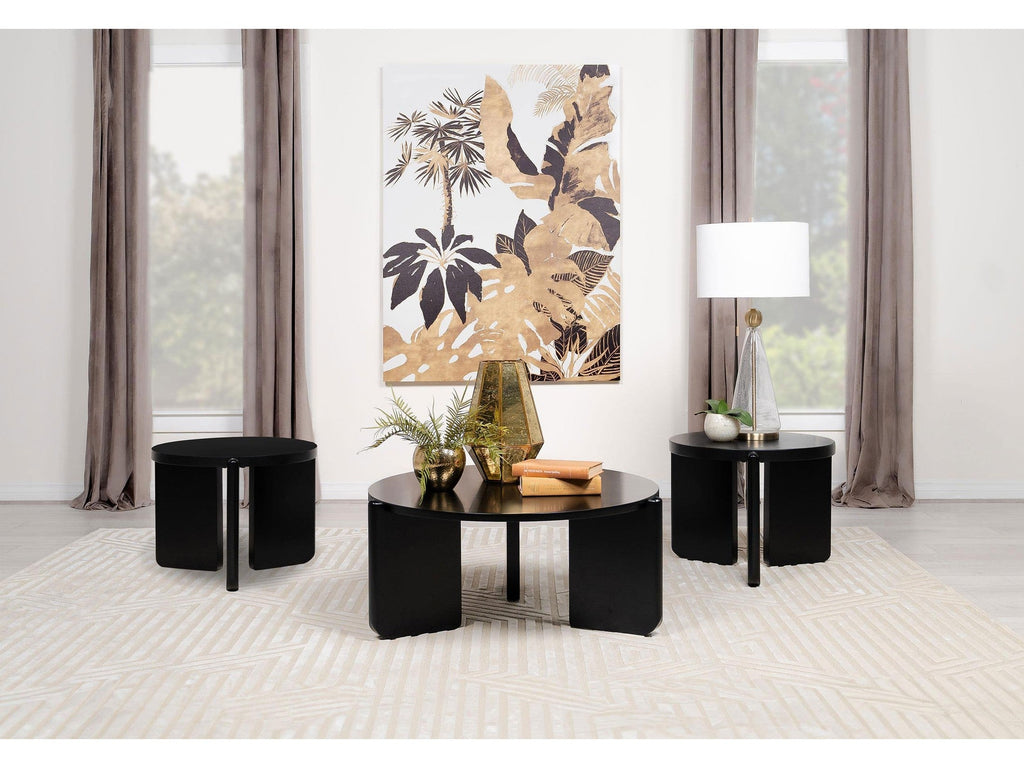 Cordova Round Solid Wood Coffee Table Black