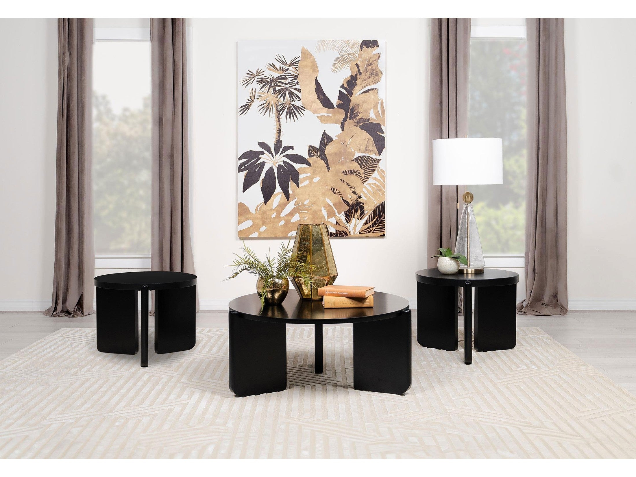 Cordova Round Solid Wood Coffee Table Black