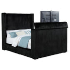 Centergrove Upholstered Eastern King Wingback TV Bed Black
