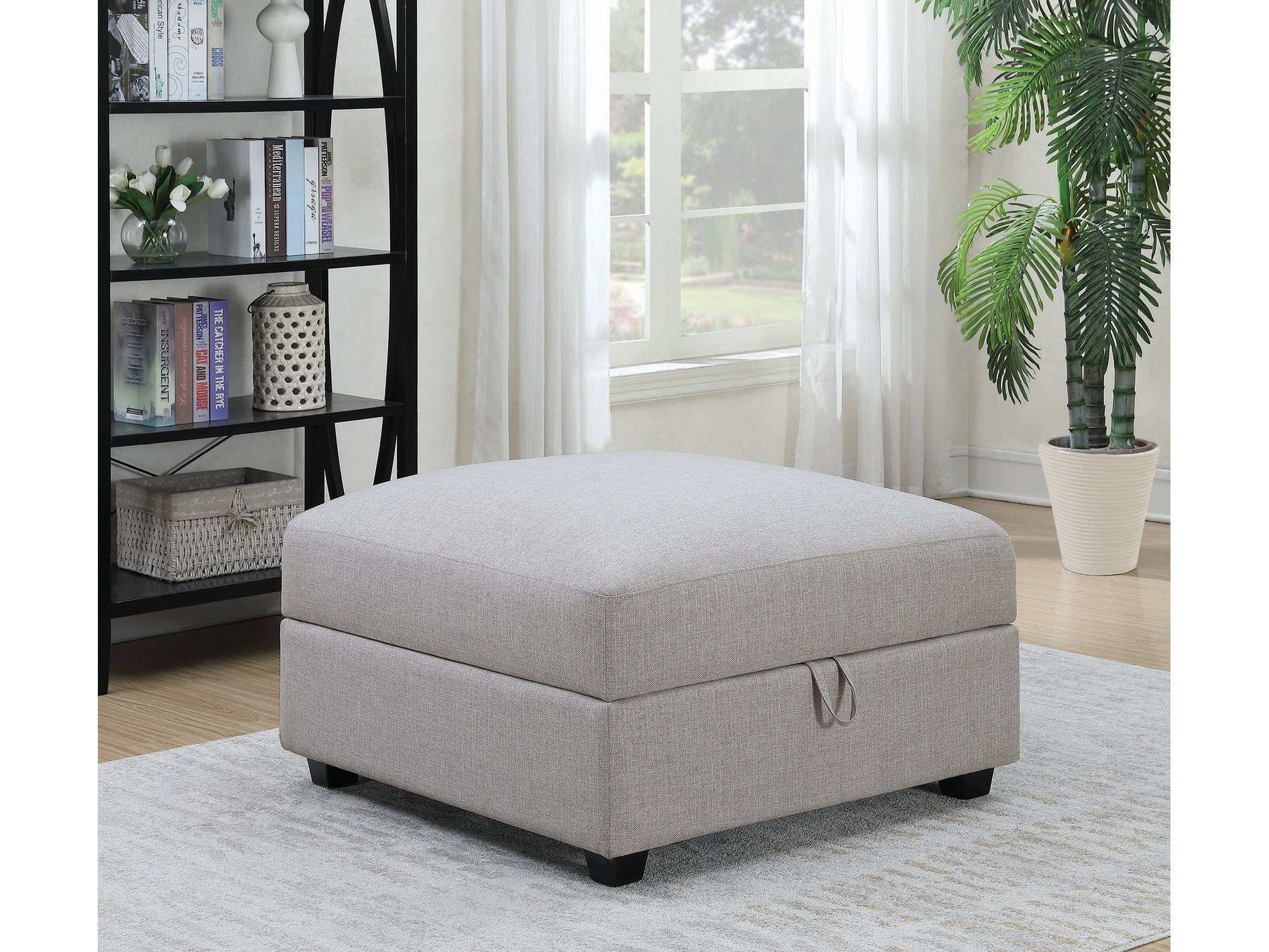 Cambria Square Upholstered Storage Ottoman Grey