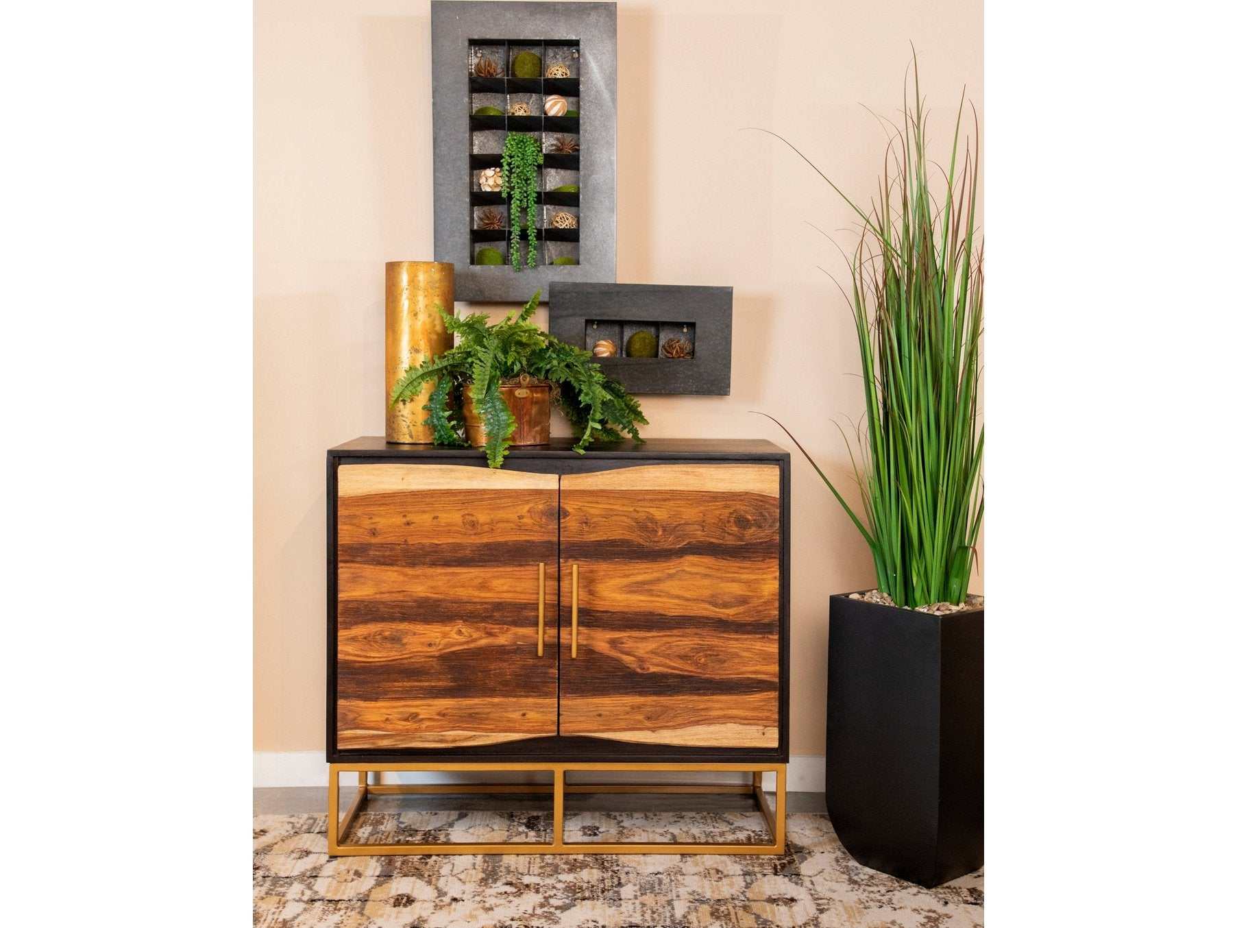 Zara 2-door 40-inch Wood Accent Storage Cabinet Black Walnut