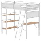 Campus 3-shelf Metal Twin Workstation Loft Bed Matte Black