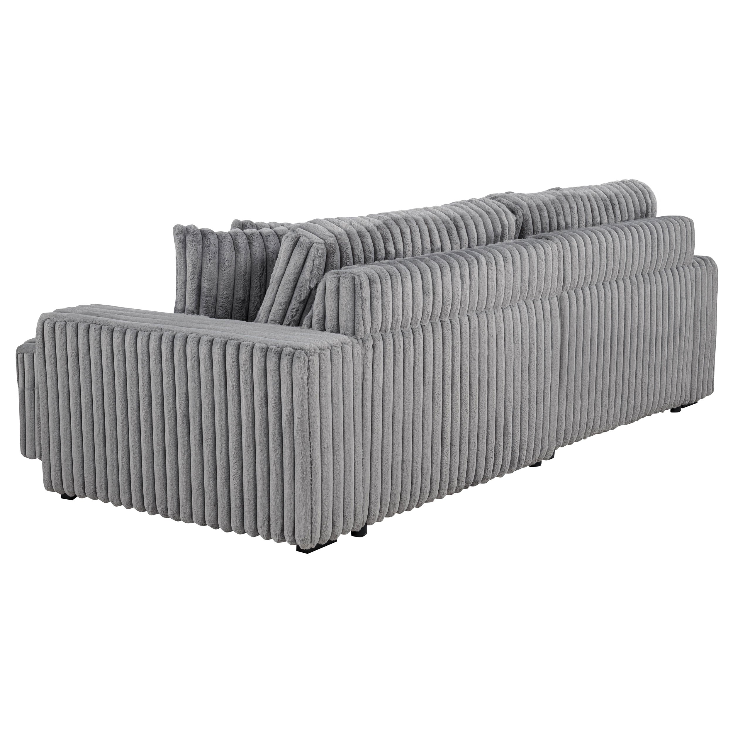 Jacana Corduroy Upholstered Dual Power Chaise Sofa Ivory