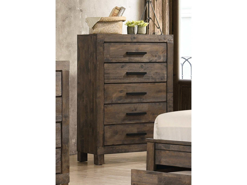 Woodmont 5-drawer Bedroom Chest Rustic Golden Brown