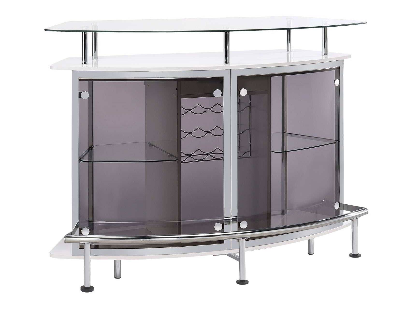 Gideon Curved Glass Top Home Bar Cabinet White High Gloss