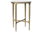 Berkeley Round Marble Top Side Table White and Brown