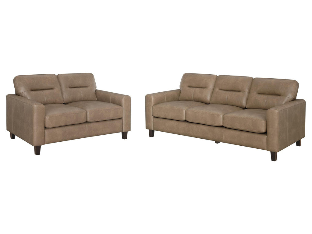 Scotland 2-piece Faux Leather Upholstered Sofa Set Black