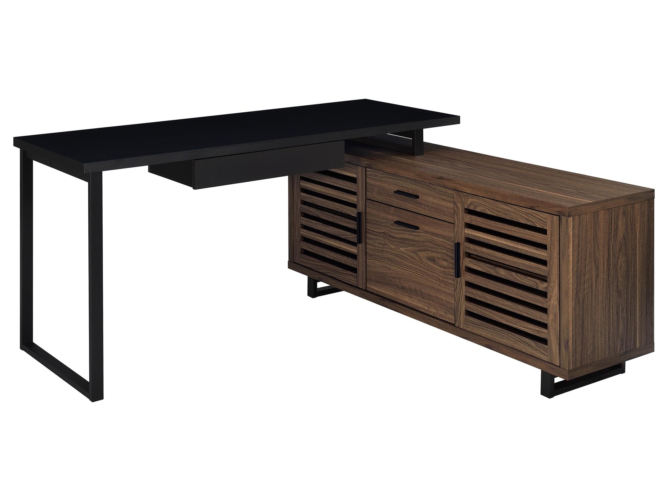 Maddox 60-inch L-Shape Office Computer Desk Black and Walnut