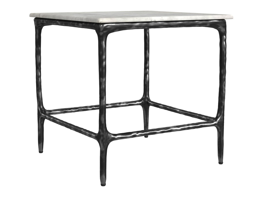 Ebby Square Genuine Marble Top Metal End Table White