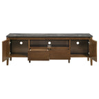 Bradley 63-inch 2-Door SmartTop TV Stand Smokey Grey and Brown