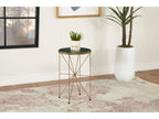 Eliska Round Green Marble Top Accent Side Table Antique Gold
