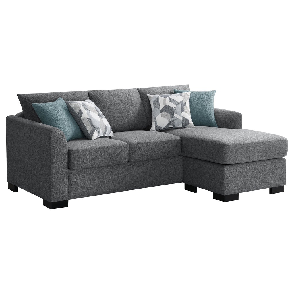 Storey Upholstered Sleeper Sectional Chaise Sofa Dark Grey