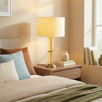 Echo Brushed Nickel Table Lamp with On/Off Switch Clear Glass Body Metal Base
