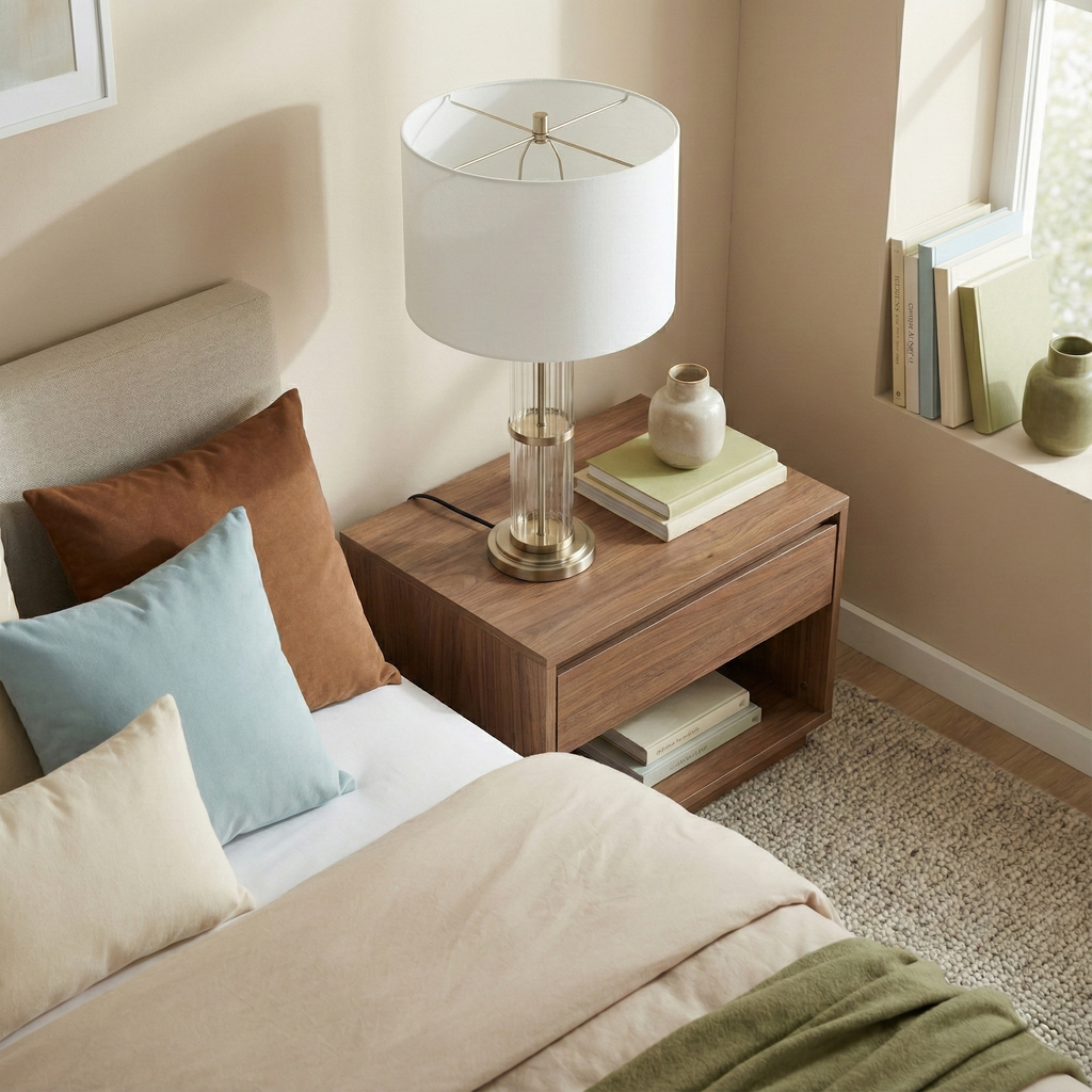 Echo Brushed Nickel Table Lamp with On/Off Switch Clear Glass Body Metal Base