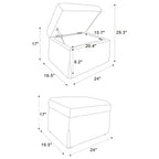 Winter Upholstered Hydraulic Lift Top Storage Ottoman Beige