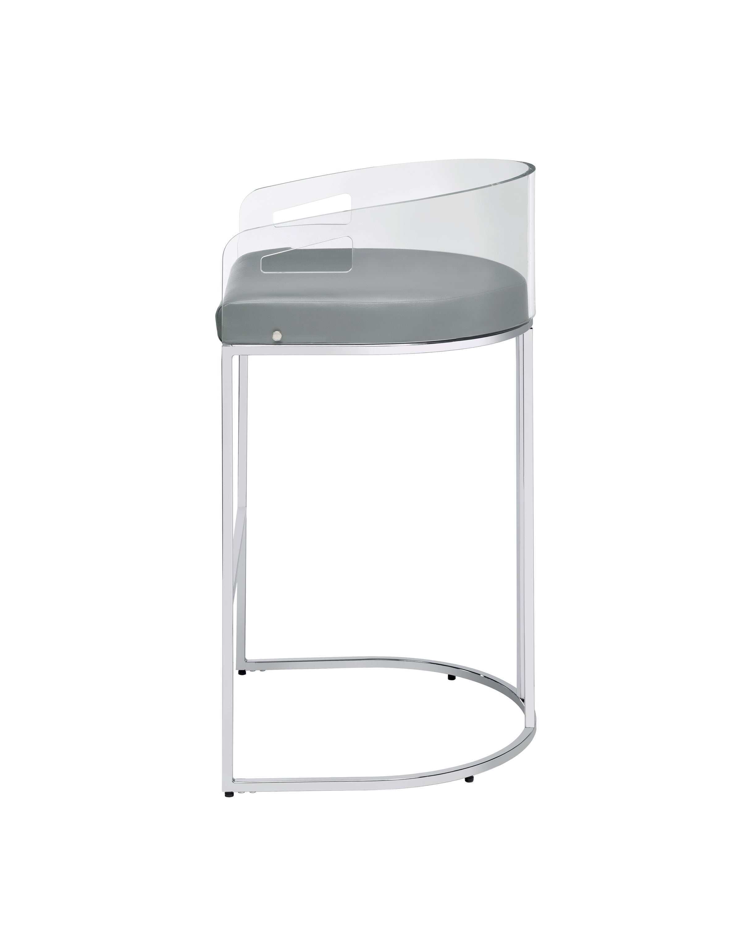 Thermosolis Clear Acrylic Bar Chair Chrome (Set of 2)