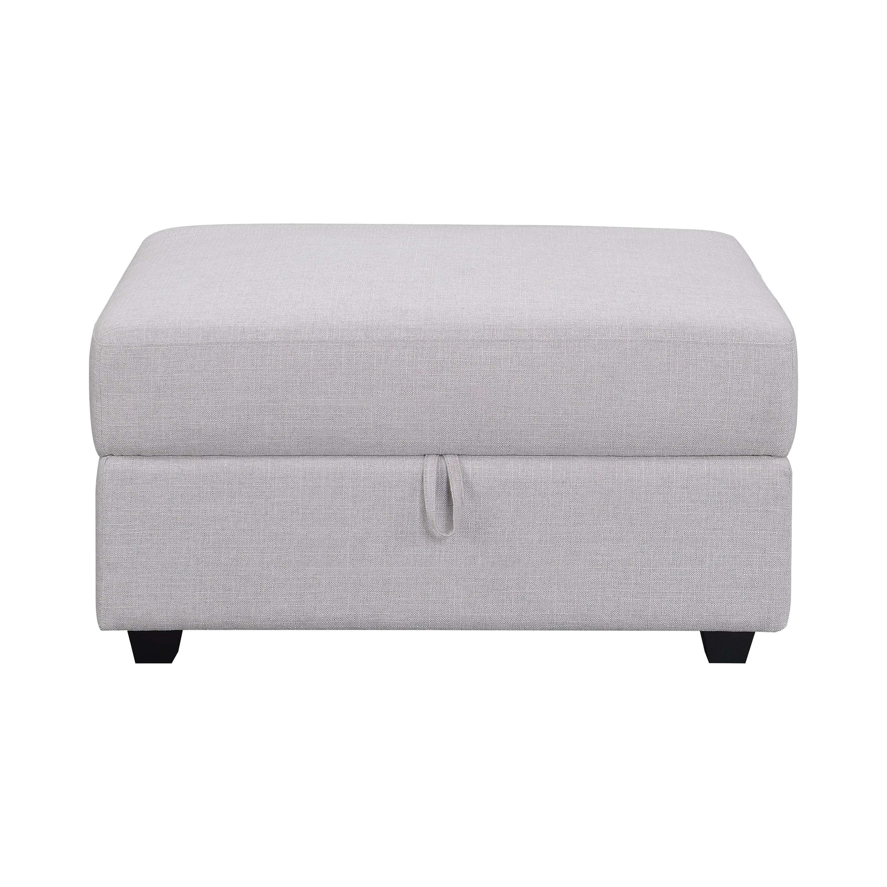 Cambria Square Upholstered Storage Ottoman Grey