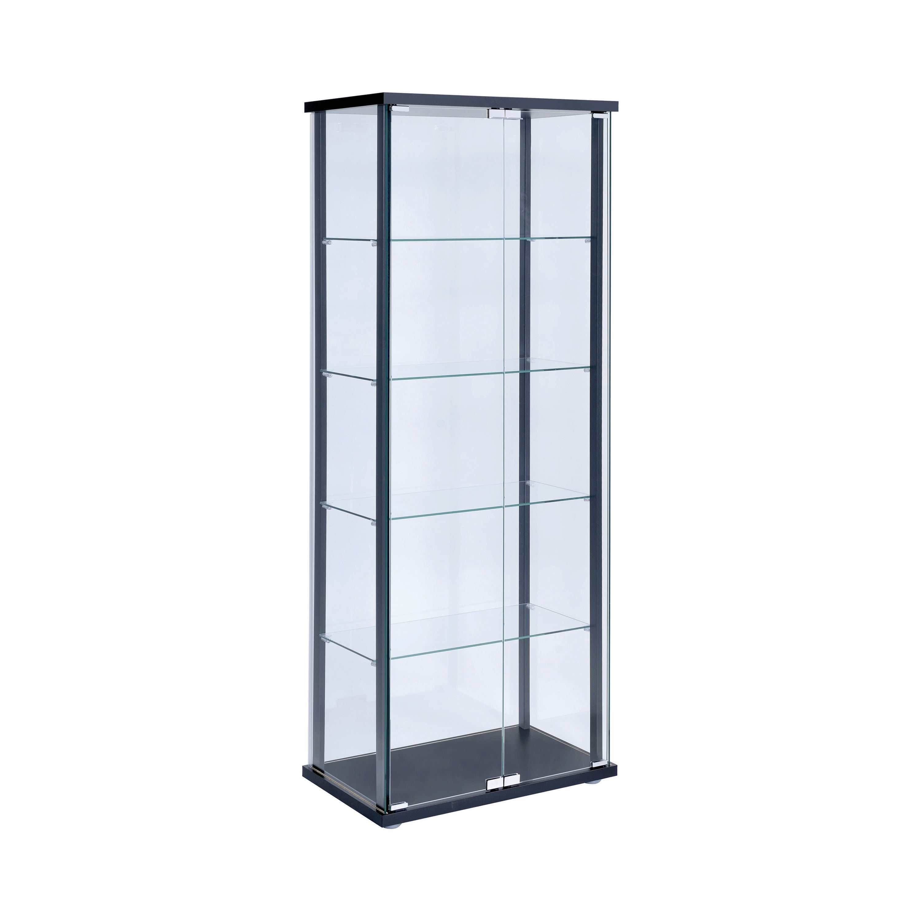 Delphinium 4-Shelf Clear Glass Curio Display Cabinet Black