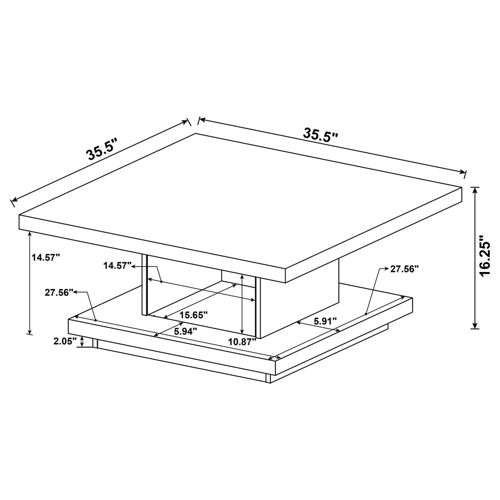 Reston Square Engineered Wood Coffee Table with Casters Cappuccino
